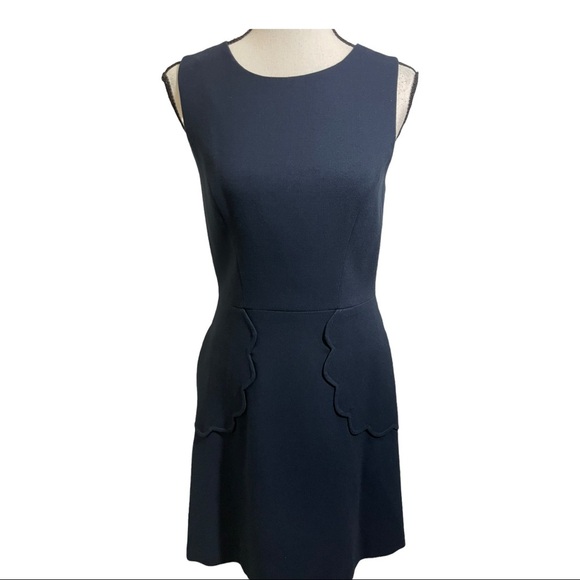 Eliza J sleeveless zipper back scallop trim pockets dress. Blue.size 4. … - Picture 10 of 11